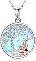 wholesale 925 Sterling Silver Tree of Life with Fox and Moonstone Pendant & Chain Set-0-0
