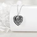 wholesale 925 Sterling Silver Heart Rose Black Abalone Cremation Jewelry Urn Pendant Necklace with Funnel and Fill Tool 24 Chain-0-3