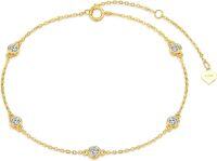 wholesale 14K Gold Bezel Set Round Moissanite Chain Bracelet for Women 7 - VVS1 Clarity D Color Diamond Alternative-Moissanite Bracelet