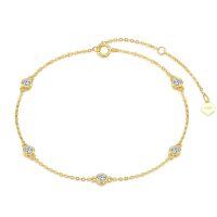 wholesale 14K Gold Bezel Set Round Moissanite Chain Bracelet for Women 7 - VVS1 Clarity D Color Diamond Alternative-Moissanite Bracelet