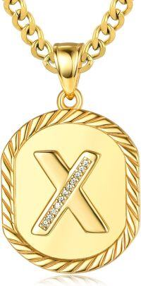 wholesale 925 Sterling Silver A Z Letter Pendant Necklace w Cuban Chain (Gift)-X