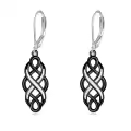 wholesale 925 Sterling Silver Black and White Opal Celtic Knot Drop Earrings Wholesale with Leverbacks for Women-0-0