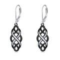 wholesale 925 Sterling Silver Blue Cubic Zirconia Infinity Knot Leverback Drop Earrings For Women-0-0