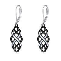 wholesale 925 Sterling Silver Blue Cubic Zirconia Infinity Knot Leverback Drop Earrings For Women-Black-Celtic Earrings