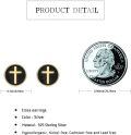 wholesale 925 Sterling Silver Cross Stud Earrings with Black Onyx and Gold Plating-0-2