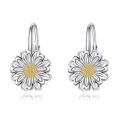 wholesale 925 Sterling Silver Two Tone Daisy Flower Drop Earrings For Women-0-0