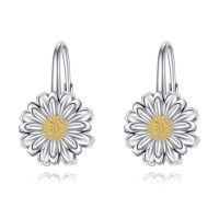 wholesale 925 Sterling Silver Two Tone Daisy Flower Drop Earrings For Women-Daisy Earrings2