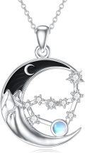 wholesale 925 Sterling Silver Crescent Moon Zodiac Sign Necklace for Women Gothic Jewelry Birthday Gifts for Girlfriend Wife Grandma Mom-0-0
