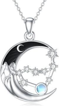 wholesale 925 Sterling Silver Crescent Moon Zodiac Sign Necklace for Women Gothic Jewelry Birthday Gifts for Girlfriend Wife Grandma Mom-Capricorn (12/22~1/19)