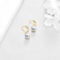 wholesale 925 Sterling Silver White Round Pearl Drop Dangle Leverback Earrings for Women-0-3