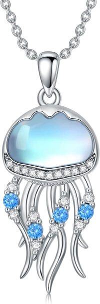 wholesale 925 Sterling Silver Moonstone Jellyfish Pendant Necklace for Women-Jellyfish
