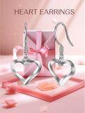 wholesale 925 Sterling Silver Open Heart Drop Leverback Earrings for Women -0-3