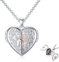 wholesale 925 Sterling Silver Heart Locket Necklace Wholesale Father Daughter Walk Together Photo Frame-06-Father Daughter Locket+ Photo+Text-06-Father Daughter Locket+ Photo