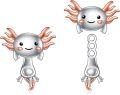 wholesale 925 Sterling Silver Hypoallergenic Adorable Axolotl Stud Earrings - 3D Design with Pink Details-0-0