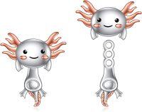 wholesale 925 Sterling Silver Hypoallergenic Adorable Axolotl Stud Earrings - 3D Design with Pink Details-Axolotl