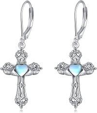 wholesale 925 Sterling Silver Moonstone Claddagh Celtic Cross Dangle Drop Earrings-Claddagh Cross