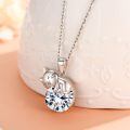 wholesale 925 Sterling Silver Cat Mom Baby Sleeping With Yellow Crystal Pendant Necklace-0-13