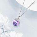wholesale 925 Sterling Silver Purple Austrian Crystal Angel Wings Heart Pendant Necklace-0-2
