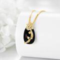 wholesale 925 Sterling Silver Black Onyx Flower and Cubic Zirconia Pendant Necklace-0-5