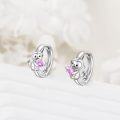wholesale 925 Sterling Silver Pink CZ Monkey Heart Studs - Valentine's Day Gift for Her-0-3