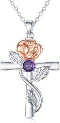 wholesale 925 Sterling Silver 12 Birthstone Flower Pendant Necklace for Women-0-18