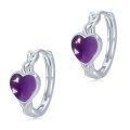 wholesale 925 Sterling Silver Purple Stone Celtic Heart Hoop Earrings - Small Huggies  for Her-0-0