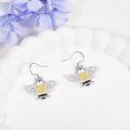 wholesale 925 Sterling Silver Honeybee Drop Earrings with Gold Flower Accents for Women Girls -0-4