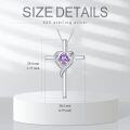 wholesale TOUPOP Birthstone Cross Necklace For Women 925 Sterling Silver Heart Cross Pendant Necklace Birthday Christmas Jewelry Gifts For Her Girlfriend -0-5