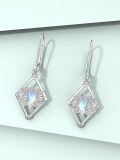 TOUPOP Sterling Silver Moonstone Lotus Dangle Leverback Earrings-0-2