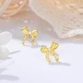 wholesale Gold Bow Tie 925 Sterling Silver Stud Earrings for Women - Elegant Gift Idea-0-2