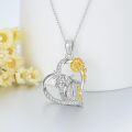 wholesale 925 Sterling Silver Sunflower Highland Cow Heart Pendant Necklace-0-2