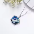 TOUPOP Sterling Silver Crystal Stars And Moon Pendant Necklace-0-2