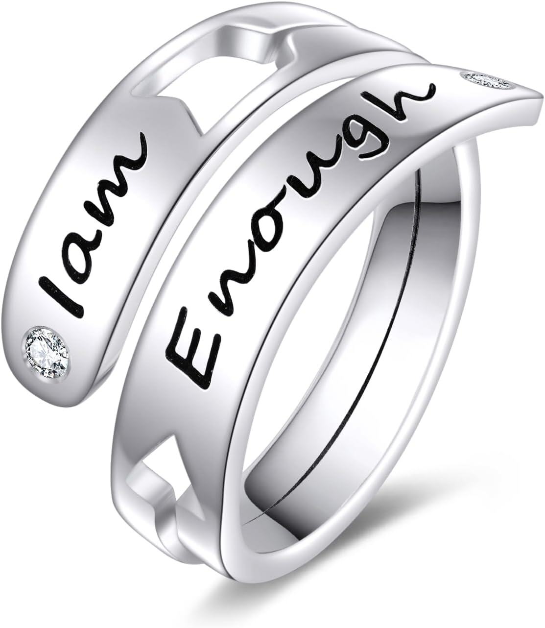 Sterling Silver CZ Celtic Knot Eternity Claddagh Rings for Women -I am Enough Ring # 3