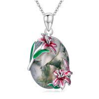 wholesale 925 Sterling Silver Floral Pendant Necklace-Lily Flower