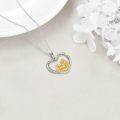 wholesale 925 Sterling Silver Heart-Shaped Gold Stone Sisters Forever Friendship Pendant Necklace for Women-0-4