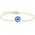 wholesale 14k Gold Blue Opal Evil Eye Chain Bracelet For Women-0-0