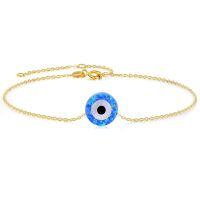 wholesale 14k Gold Blue Opal Evil Eye Chain Bracelet For Women-Evil Eye