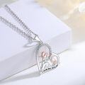 wholesale 925 Sterling Silver Girl Dog Heart Pendant Necklace Rose Gold Plated I Love You Forever-0-1