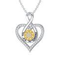 wholesale 925 Sterling Silver Heart Pendant with Sunflower and Cubic Zirconia - You Are My Sunshine Necklace Gift for Her-0-0