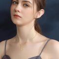 wholesale 14k Gold Mom Script Heart Pendant Necklace With Cubic Zirconia Stones-0-2