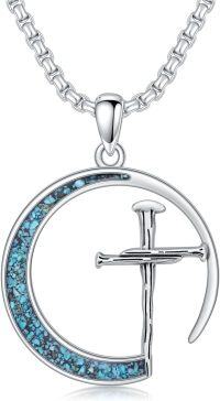 wholesale 925 Sterling Silver Turquoise Hammerhead Pendant Necklaces for Men 24+2 Chain-C