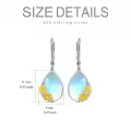 wholesale 925 Sterling Silver Blue Moonstone Flower Drop Earrings Wholesale-0-2