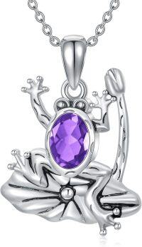 wholesale 925 Sterling Silver Crystal Frog Birthstone Pendant Necklace for Women-Frog February birthstone necklace