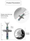 wholesale 925 Sterling Silver Abalone Shell Floral Cross Pendant Necklace for Women-0-5