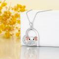 wholesale 925 Sterling Silver Opal Flower Rabbit Pendant Necklace for Women Girls Mothers Day Gift-0-4
