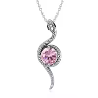 wholesale Metal Stone Snake Birthstone Pendant Necklace for Women-October
