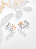 wholesale 925 Sterling Silver Heart-Shaped Dog Stud Earrings with Cubic Zirconia - Gift for Dog Moms and Pet Lovers-0-1