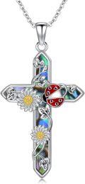 wholesale 925 Sterling Silver Opal Ladybug Daisy Flower Cross Pendant Necklace s for Women-0-0