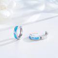 wholesale 925 Sterling Silver Blue Opal Viking Celtic Cross Huggie Hoop Earrings 14g for Women Men Gifts-0-1