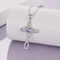 wholesale 925 Sterling Silver White Gold Plated Celtic Cross Heart Citrine Pendant Necklace-0-33